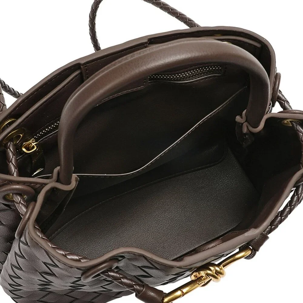 Woven Sheepskin Leather Bow Shoulder / Crossbody Bag - Picture 6 of 6